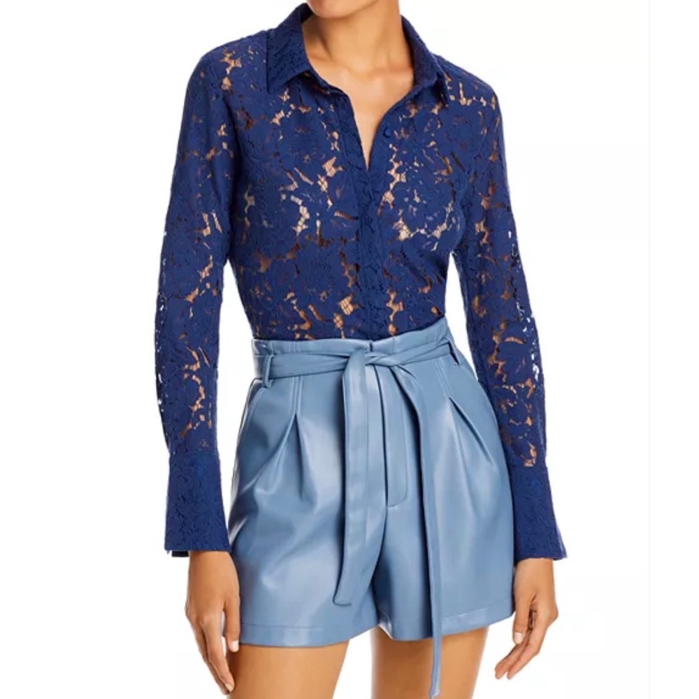 Generation Love New York Trisha Lace Shirt Royal Blue Button Down Shirt XS